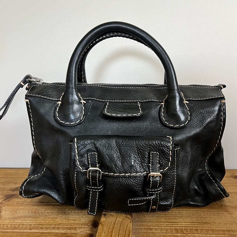 Chloe Black Leather “Edith” Satchel Bag